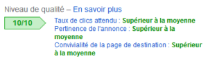 Composition de la qualité d'un mot-clé