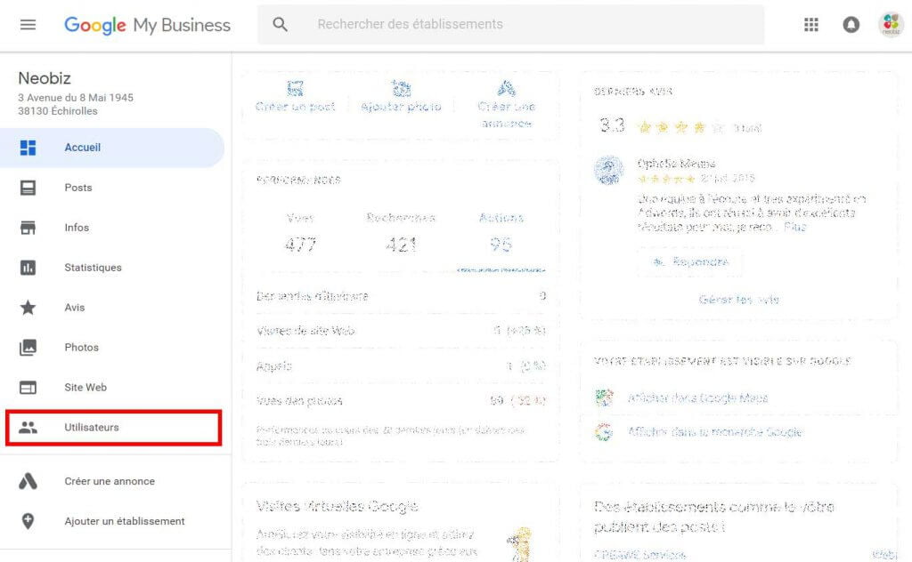 Utilisateurs Google my business